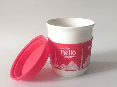 10zo double wall eco cups with silicone lid handle Custom handleless espresso ceramic coffee mugs with logo