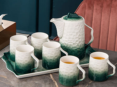 European simple ceramic water pot and mug kettle water set tea set manufacturers
